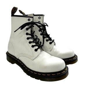 Dr. Martens Pascal 1460 White Leather Lace Up Boots Size 6